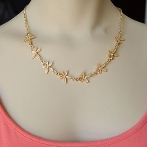 Floral Enamel & Faux Crystals Necklace